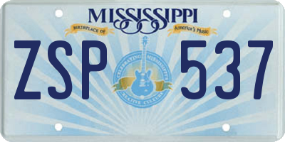 MS license plate ZSP537