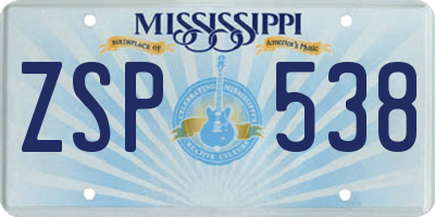 MS license plate ZSP538