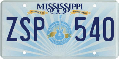 MS license plate ZSP540