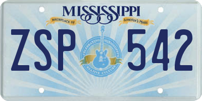 MS license plate ZSP542