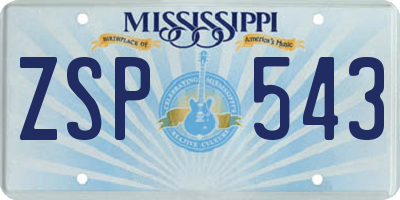 MS license plate ZSP543
