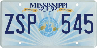 MS license plate ZSP545