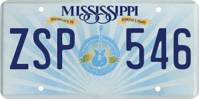 MS license plate ZSP546