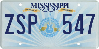 MS license plate ZSP547