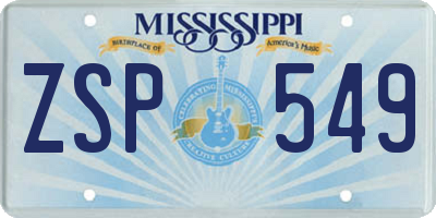 MS license plate ZSP549