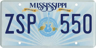 MS license plate ZSP550