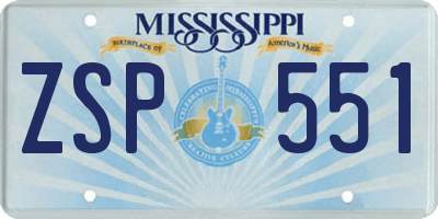 MS license plate ZSP551
