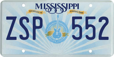 MS license plate ZSP552
