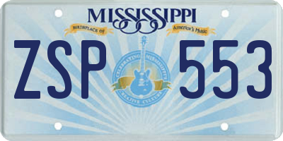 MS license plate ZSP553
