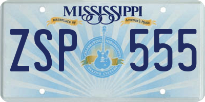 MS license plate ZSP555