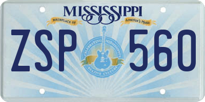 MS license plate ZSP560