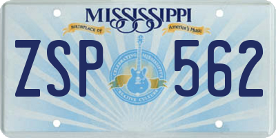 MS license plate ZSP562