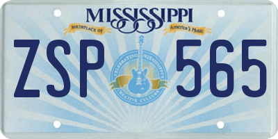 MS license plate ZSP565