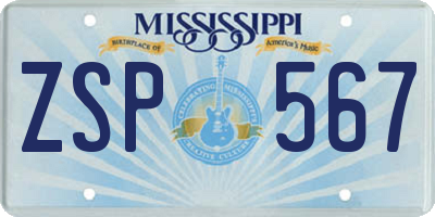 MS license plate ZSP567