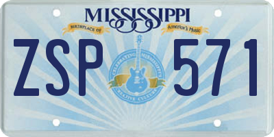 MS license plate ZSP571