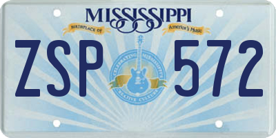 MS license plate ZSP572