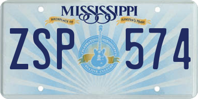 MS license plate ZSP574
