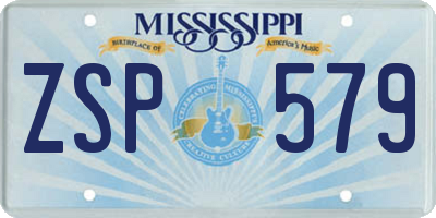 MS license plate ZSP579
