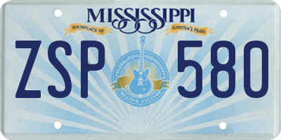 MS license plate ZSP580