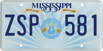 MS license plate ZSP581