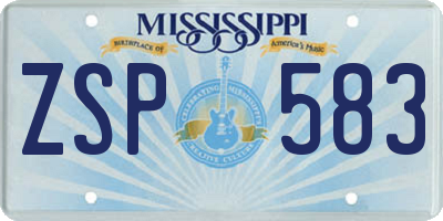 MS license plate ZSP583