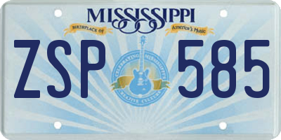 MS license plate ZSP585