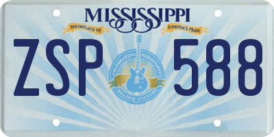 MS license plate ZSP588
