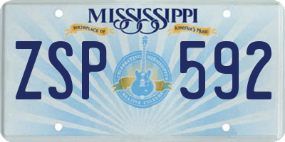 MS license plate ZSP592
