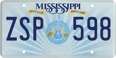 MS license plate ZSP598