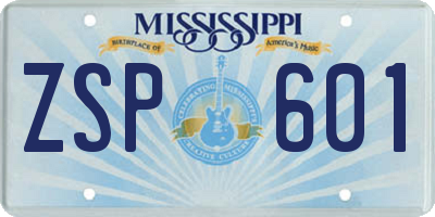 MS license plate ZSP601
