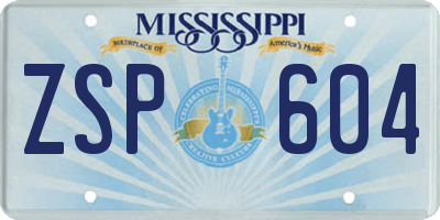 MS license plate ZSP604