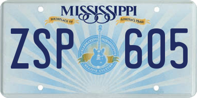 MS license plate ZSP605
