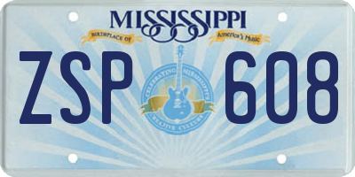 MS license plate ZSP608