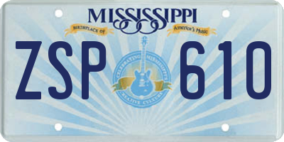 MS license plate ZSP610
