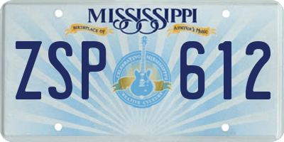 MS license plate ZSP612