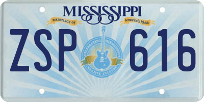 MS license plate ZSP616