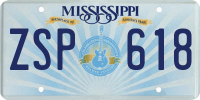 MS license plate ZSP618