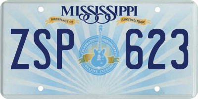 MS license plate ZSP623