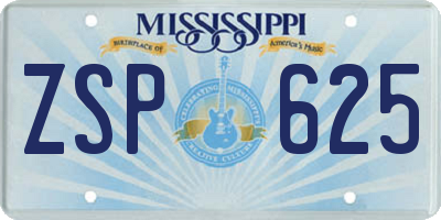 MS license plate ZSP625