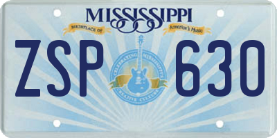 MS license plate ZSP630