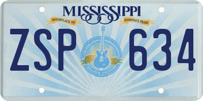 MS license plate ZSP634