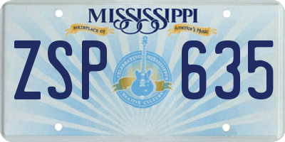 MS license plate ZSP635