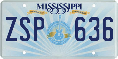 MS license plate ZSP636