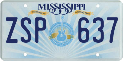 MS license plate ZSP637