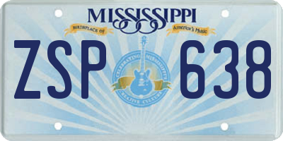 MS license plate ZSP638