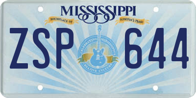 MS license plate ZSP644