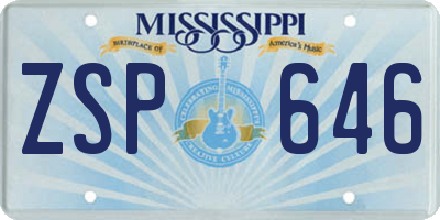 MS license plate ZSP646