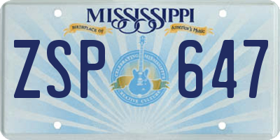 MS license plate ZSP647