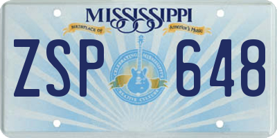 MS license plate ZSP648