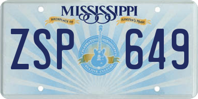 MS license plate ZSP649
